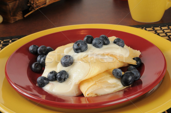 French style crepes with cream and blueberries Stock photo © MSPhotographic