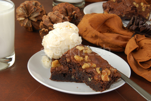Chocolate fudge brownies with nuts Stock photo © MSPhotographic