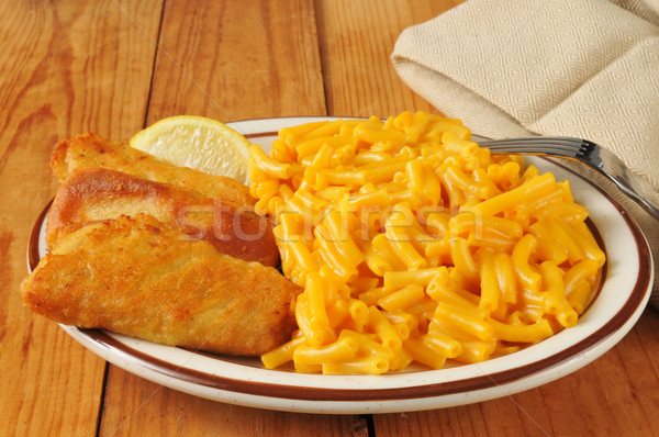 Fish stick with macaroni and cheese Stock photo © MSPhotographic