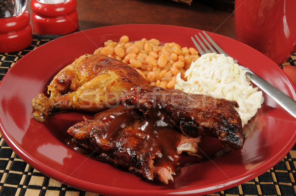 Barbecued ribs and chicken Stock photo © MSPhotographic