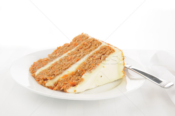 Foto stock: Bolo · de · cenoura · fatia · alto · chave · comida