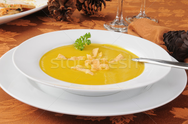 Bowl of butternut squash soup Stock photo © MSPhotographic
