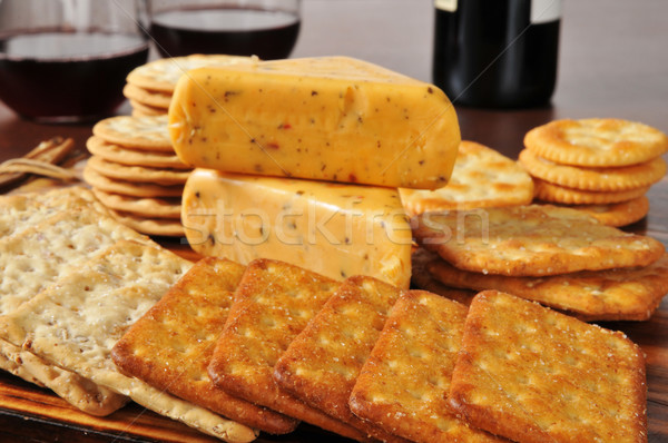 Cheese and crackers with red wine Stock photo © MSPhotographic