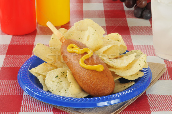 Corn dog and potato chips Stock photo © MSPhotographic