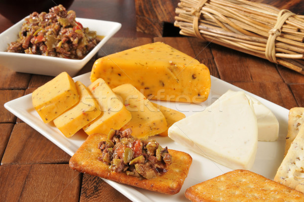 Olive bruschetta and cheeses Stock photo © MSPhotographic