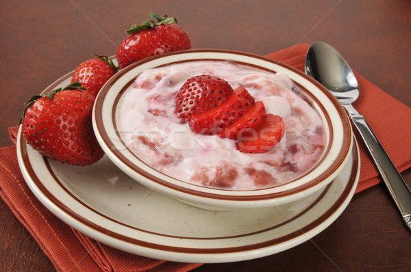 Stock photo: Greek yogurt with strawberry topping