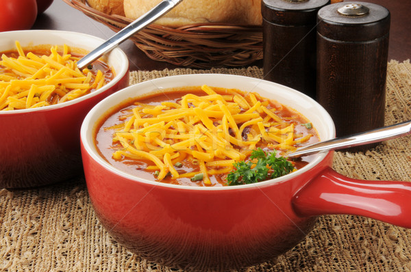 Chili con carne topped with cheese Stock photo © MSPhotographic