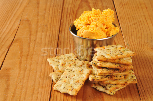 Herbal flatbread crackers with cheese spread Stock photo © MSPhotographic