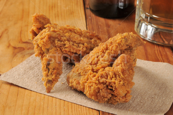 Fried chicken wings nad beer Stock photo © MSPhotographic