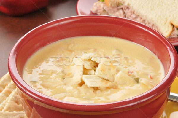 chicken con queso soup with a sandwich Stock photo © MSPhotographic