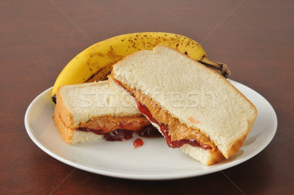 Peanut butter and jelly sandwich with a banana Stock photo © MSPhotographic