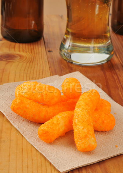 Cheese puffs and beer Stock photo © MSPhotographic