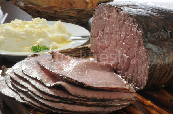 Stock photo: Roast beef and potatoes