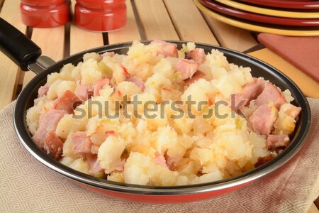 Home fried potatoes and ham Stock photo © MSPhotographic