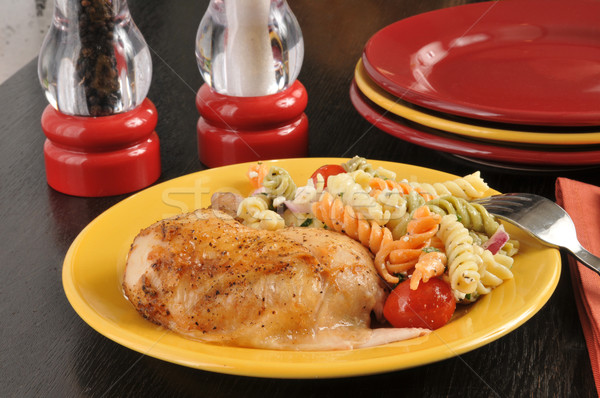 Stock photo: Chicken with pasta salad