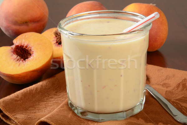 Perzik smoothie vers organisch servet Stockfoto © MSPhotographic