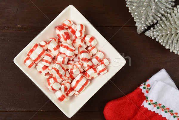 Weihnachten candy Schüssel rot weiß Pfefferminze Stock foto © MSPhotographic