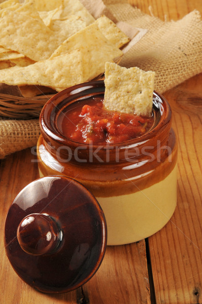 Cips salsa tortilla yonga şeritler sepet Stok fotoğraf © MSPhotographic