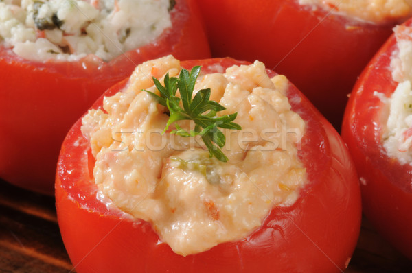 Gevuld tomaat cajun stijl krab Stockfoto © MSPhotographic