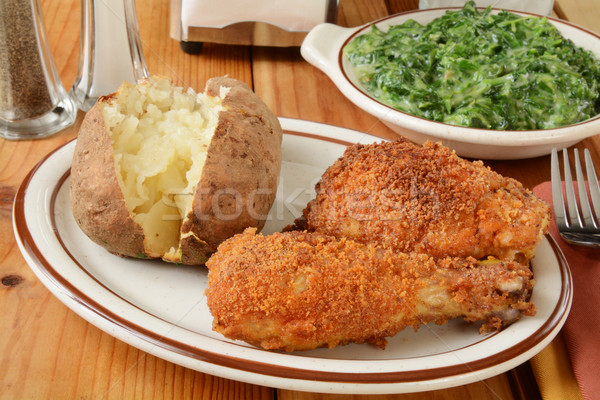 Baked chicken and potato Stock photo © MSPhotographic
