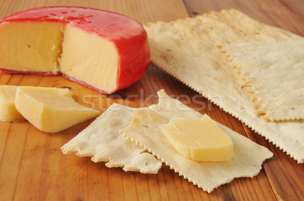 Gouda cheese on flatbread crackers Stock photo © MSPhotographic