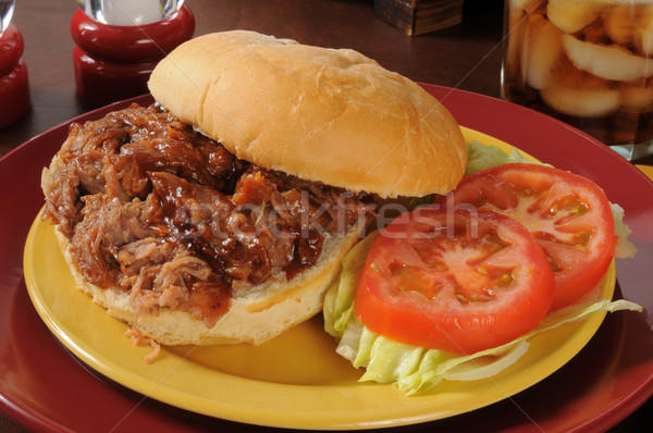 Pulled pork sandwich closeup Stock photo © MSPhotographic