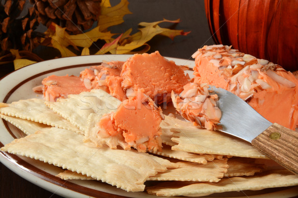 Port wine cheese and flatbread crackers Stock photo © MSPhotographic