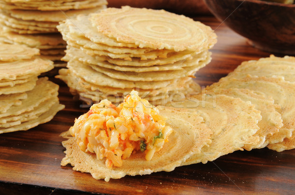 Gouda and Pimento Cheese Spread on Crackers Stock photo © MSPhotographic