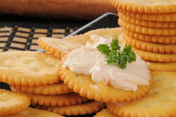 Salmon cream cheese on crackers Stock photo © MSPhotographic