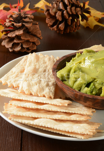 Flatbread crackers and guacamole Stock photo © MSPhotographic