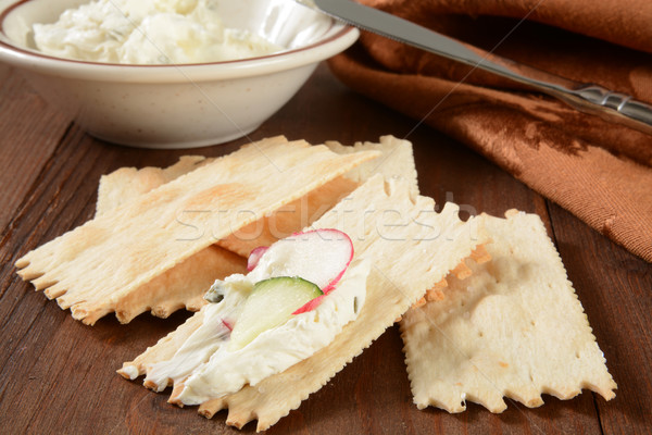 Flatbread crackers with cream cheese Stock photo © MSPhotographic