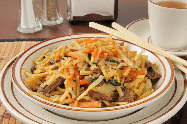 Beef lo mein and tea Stock photo © MSPhotographic