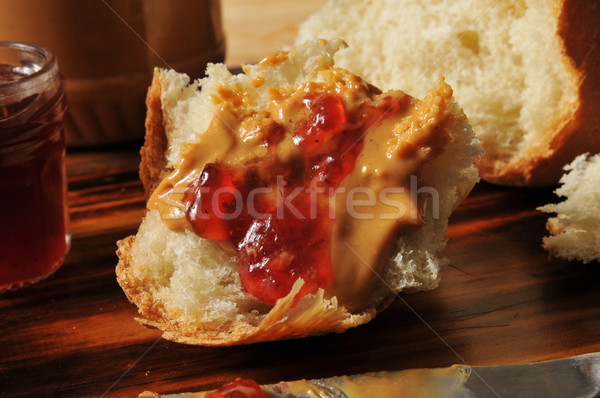 Peanut butter and Jam on homemade bread Stock photo © MSPhotographic