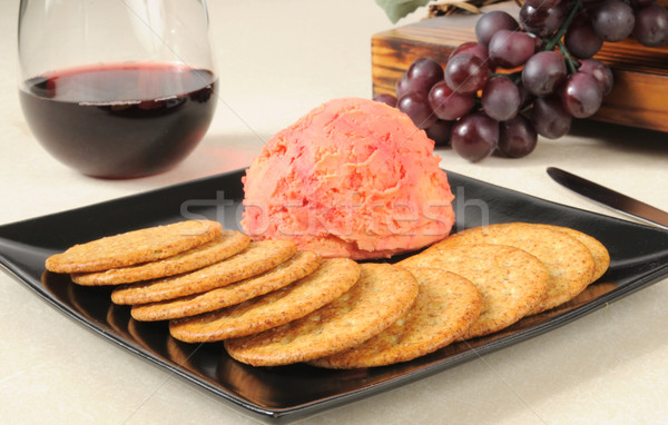 Cheese and crackers with red wine Stock photo © MSPhotographic