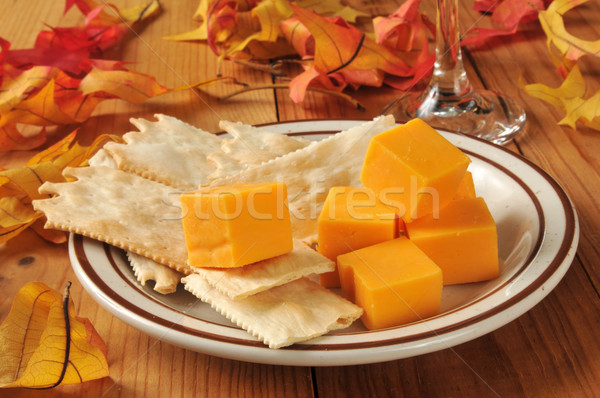 Cheese with flatbread crackers Stock photo © MSPhotographic