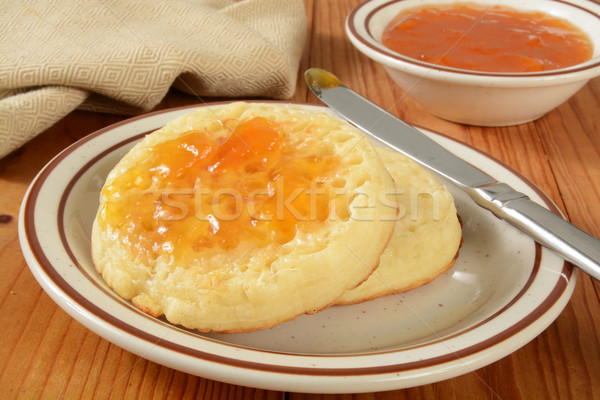 Crumpets with apricot jam Stock photo © MSPhotographic