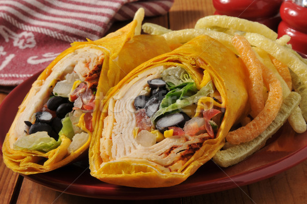 Chipotle chicken wrap sandwich Stock photo © MSPhotographic