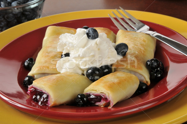 Blueberry blintzes with shipped cream Stock photo © MSPhotographic