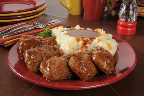 Meatloaf with mashed potatoes and gravy Stock photo © MSPhotographic