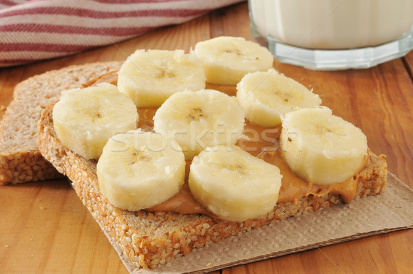 Foto stock: Manteca · de · cacahuete · plátano · sándwich · saludable · orgánico · todo