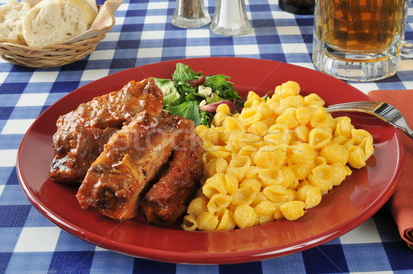 Barbecued ribs with macaroni and cheese Stock photo © MSPhotographic