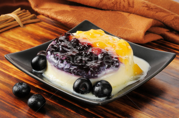 Stock photo: Blueberry peach panna cotta