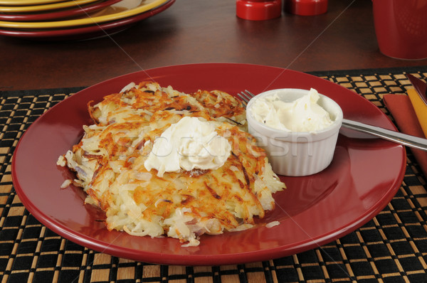 Latkes and sour cream Stock photo © MSPhotographic