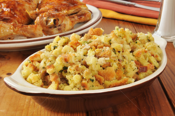 Corn bread stuffing with chicken Stock photo © MSPhotographic