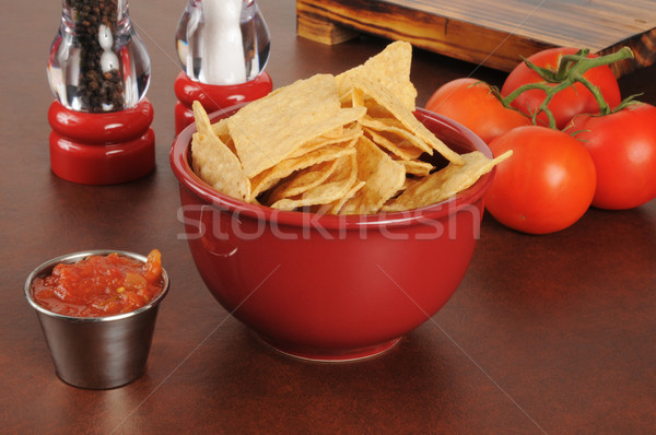 Tortilla sültkrumpli salsa friss paradicsomok mexikói Stock fotó © MSPhotographic
