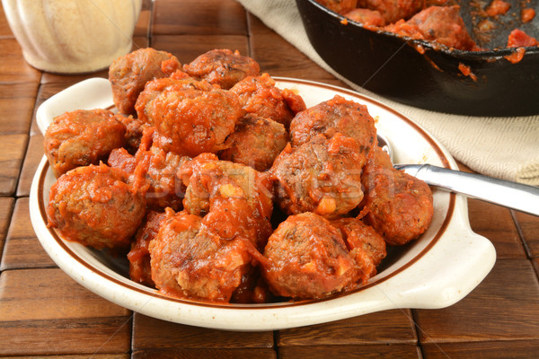 Foto d'archivio: Ciotola · italiana · polpette · pomodoro · pasto · counter