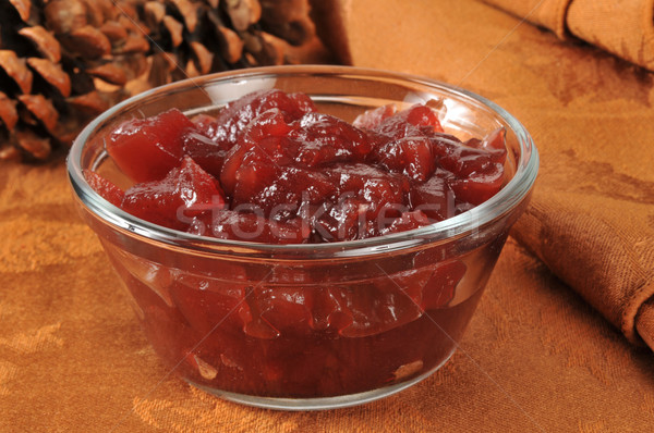 Vörösáfonya mártás edény fenyőfa gyümölcs Stock fotó © MSPhotographic