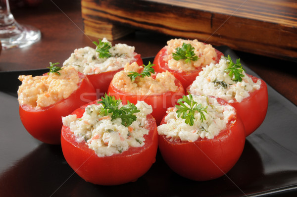 Gevuld tomaten krab spinazie tomaat Stockfoto © MSPhotographic