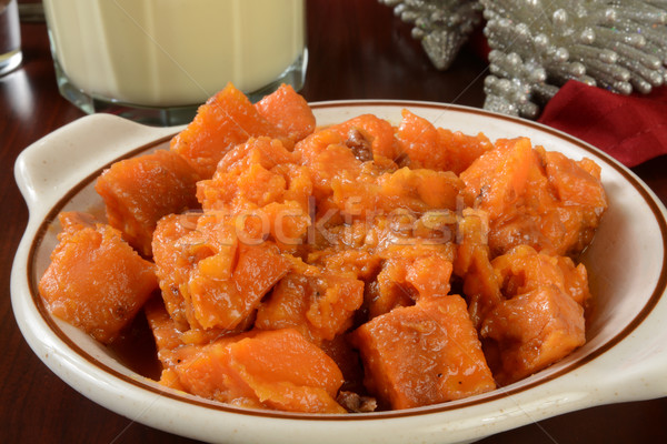 Foto stock: Batata · doce · doce · batatas · cozinhado · bordo · xarope