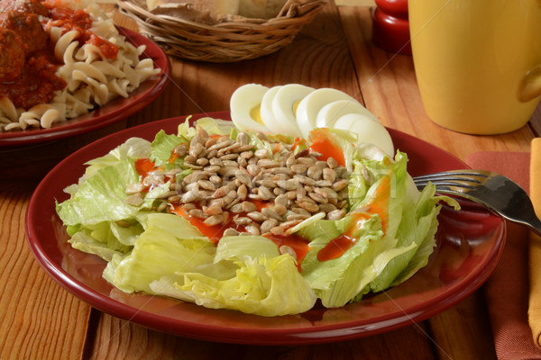 Stock photo: Healthy salad and pasta